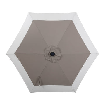 Spencer 9 ft. Classic Coastal 2-Tone Solar LED Market Patio Umbrella - JONATHAN Y